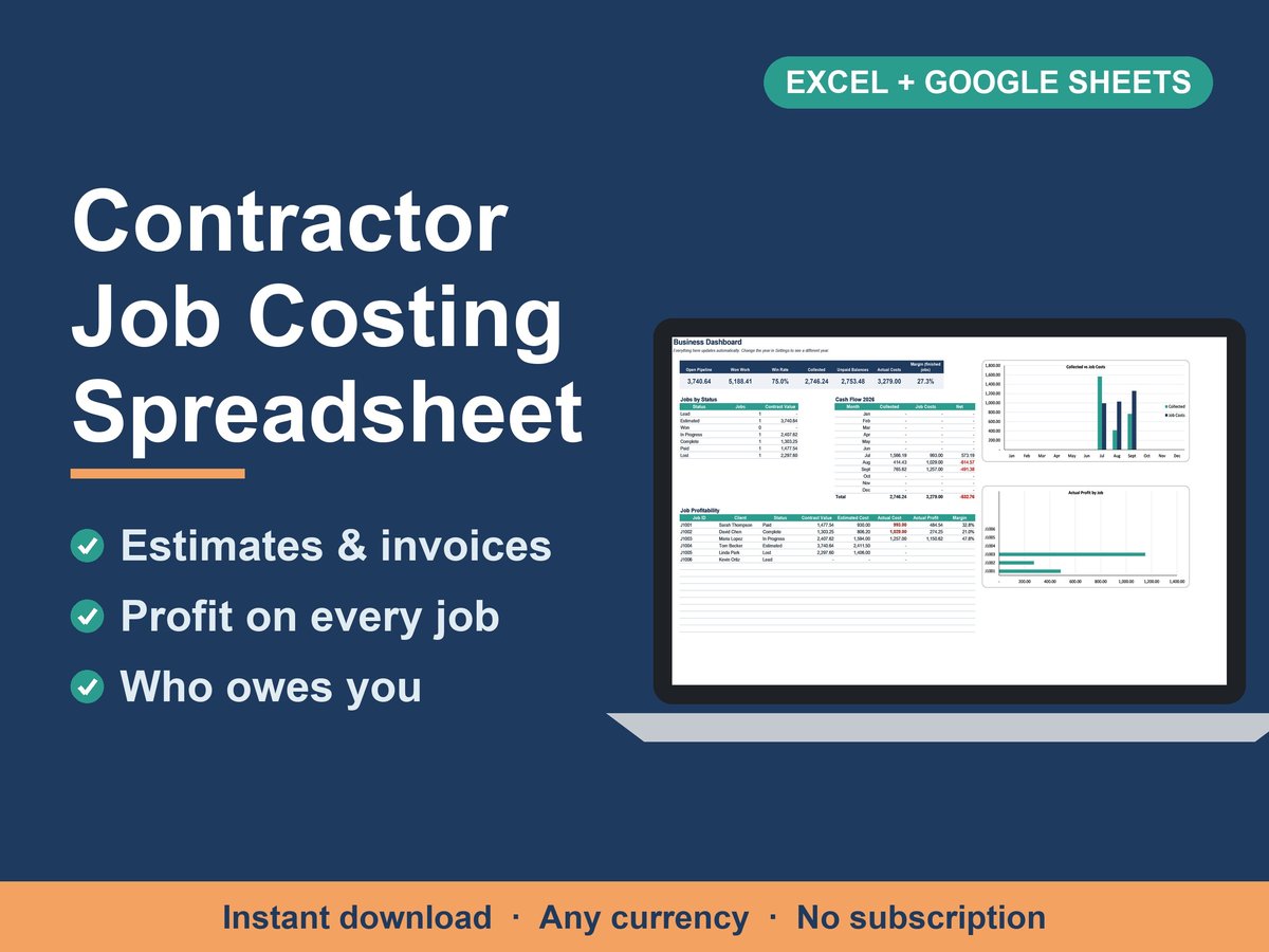 Contractor Job Costing Spreadsheet